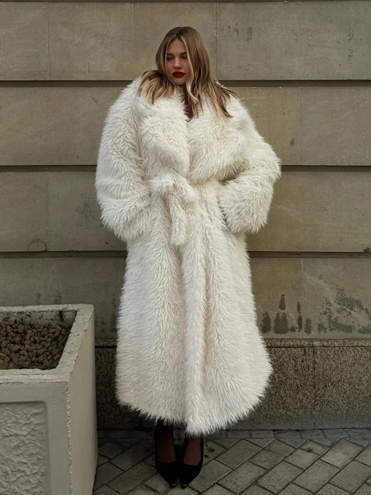 Manteau long en fourrure de renard blanc arc-en-ciel pour femme, pardessus en peluche, col trempé, v