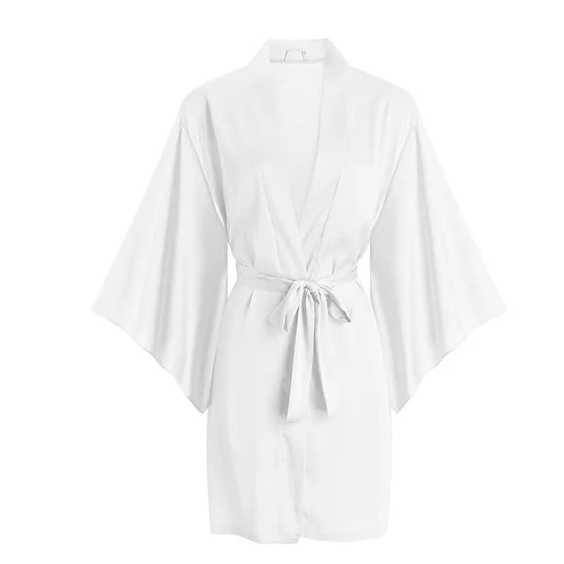 Robe kimono longue en coton pour femmes, cardigan, mini robe, manches longues, ceintures, style été
