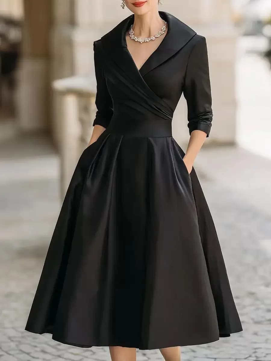 Robes de soirée à manches longues amincissantes pour femmes, nouveau style élégant, robe midi plissé