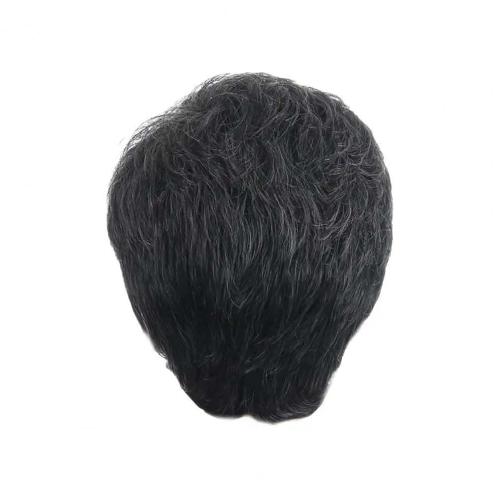 LYumabovMen-Perruque Synthétique Courte Bouclée Naturelle avec Frange, Faux Cheveux Ondulés, Fibre M