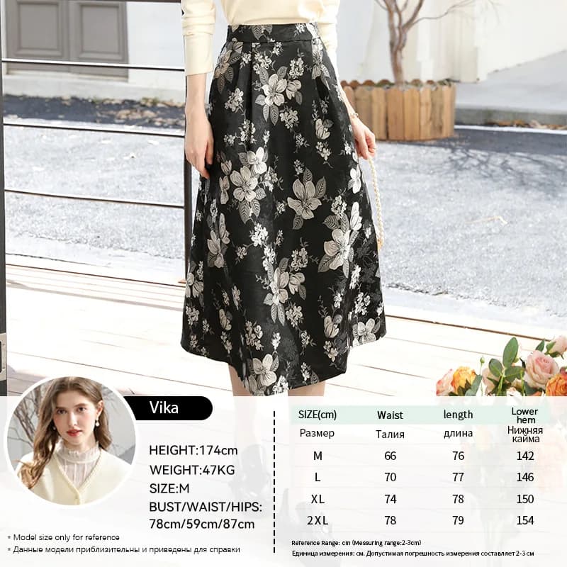 Je crois vous jupe Jacquard brocart à fleurs noires automne hiver 2025 jupes trapèze élastiques tail