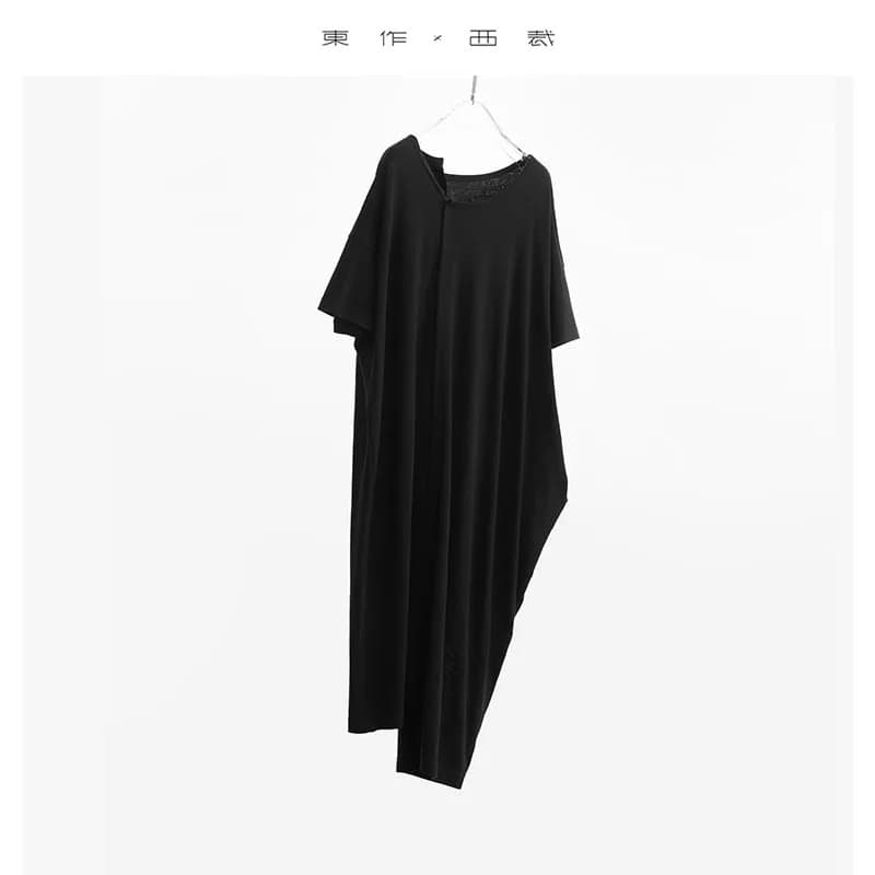 Jupe longue décontractée pour femmes, jupe asymétrique mi-longue, robe t-shirt en coton et lin, coup