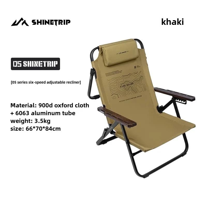Chaise de camping pliable ShineTrip, chaise longue portable, hauteur réglable, en alliage d'aluminiu