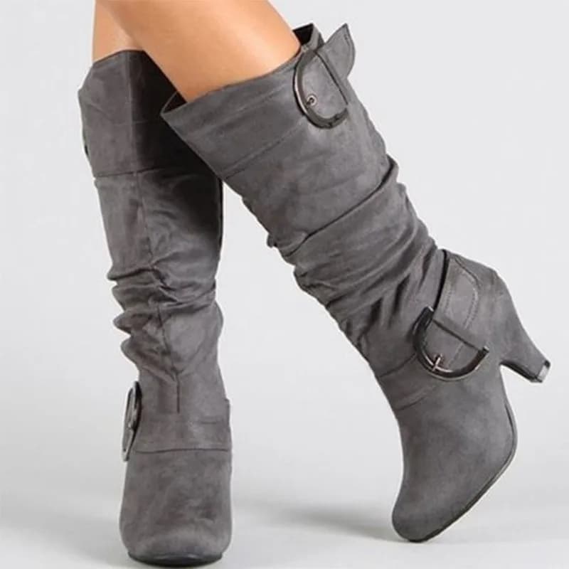 Bottes de neige en peluche mi-mollet pour femmes, talons hauts, faux daim, court, sexy, mode, dame, 