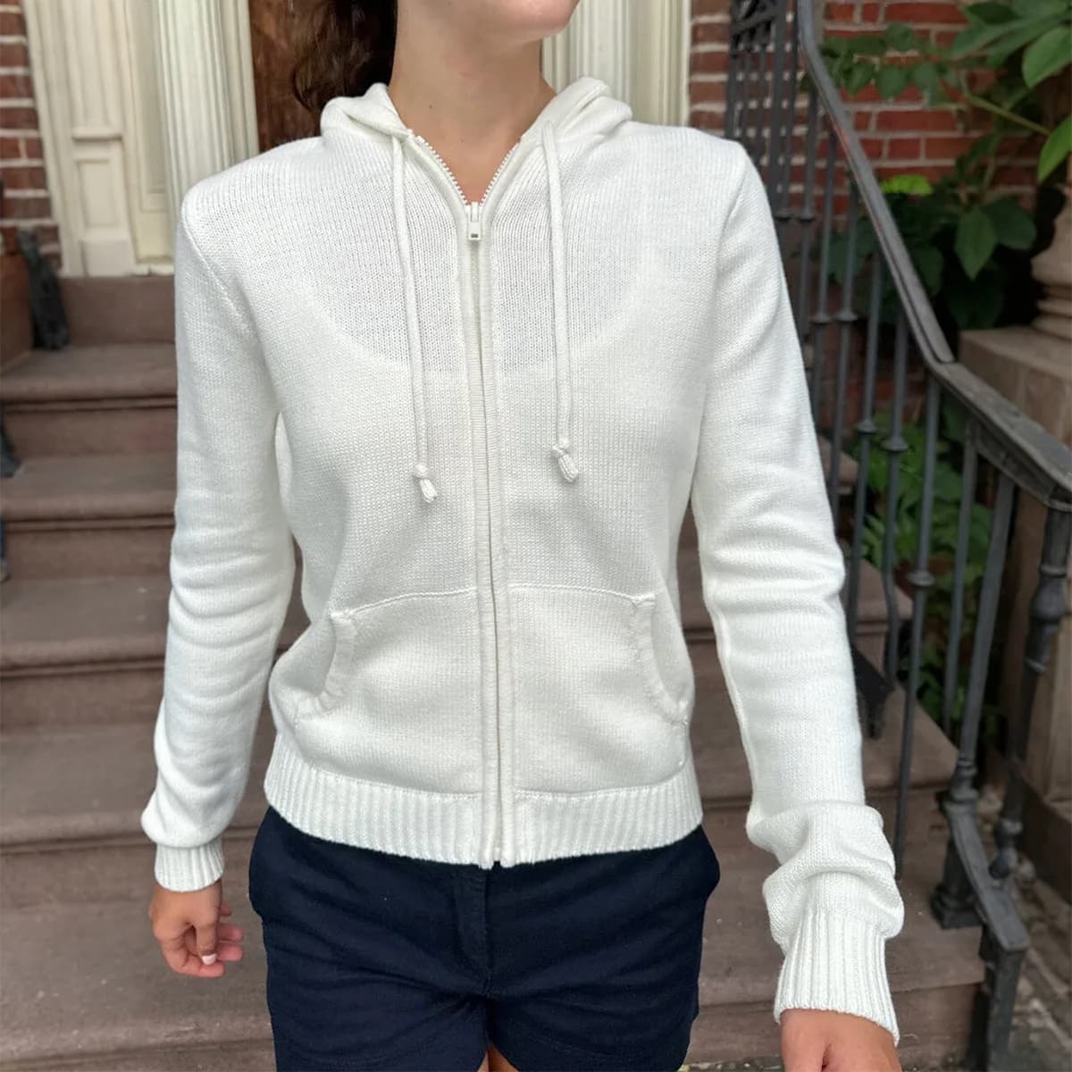 Veste pull à manches longues de couleur unie pour femme, Style sportif, automne et hiver 2025