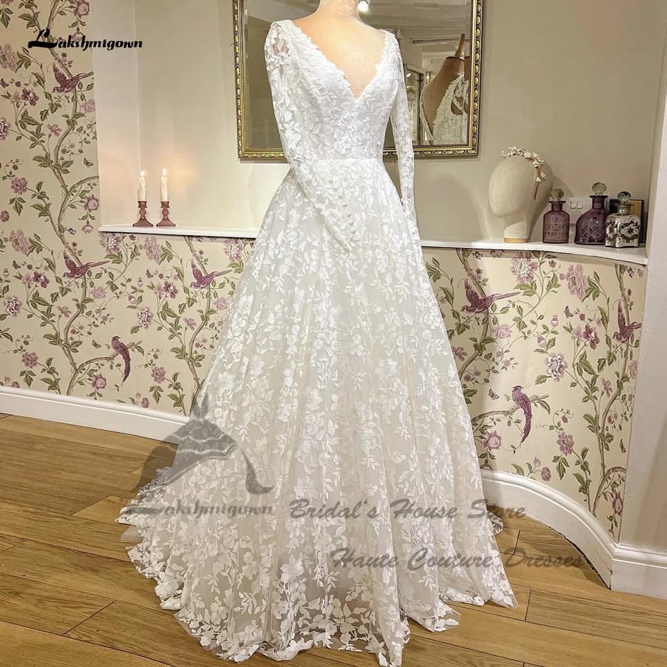 Yanshmigown-Robe de Princesse en Dentelle à Manches sulfpour Femme, Tenue de Mariage Élégante et Per