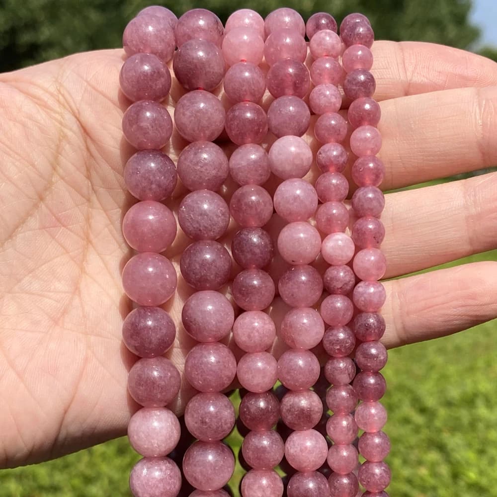 Perles en pierre naturelle 6/8/10mm, Quartz fraise, perles d'espacement rondes pour la fabrication d