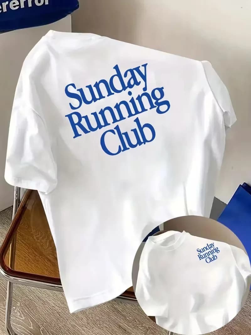 T-shirt graphique Running Club, double face, coupe oversize, manches courtes, haut de sport d'extéri