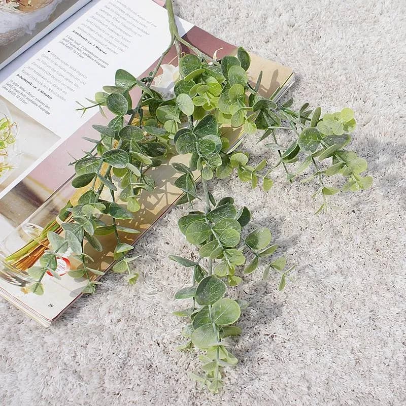 Pot de fleurs d'eucalyptus ornemental à longue branche, plantes artificielles, fleurs décoratives, f