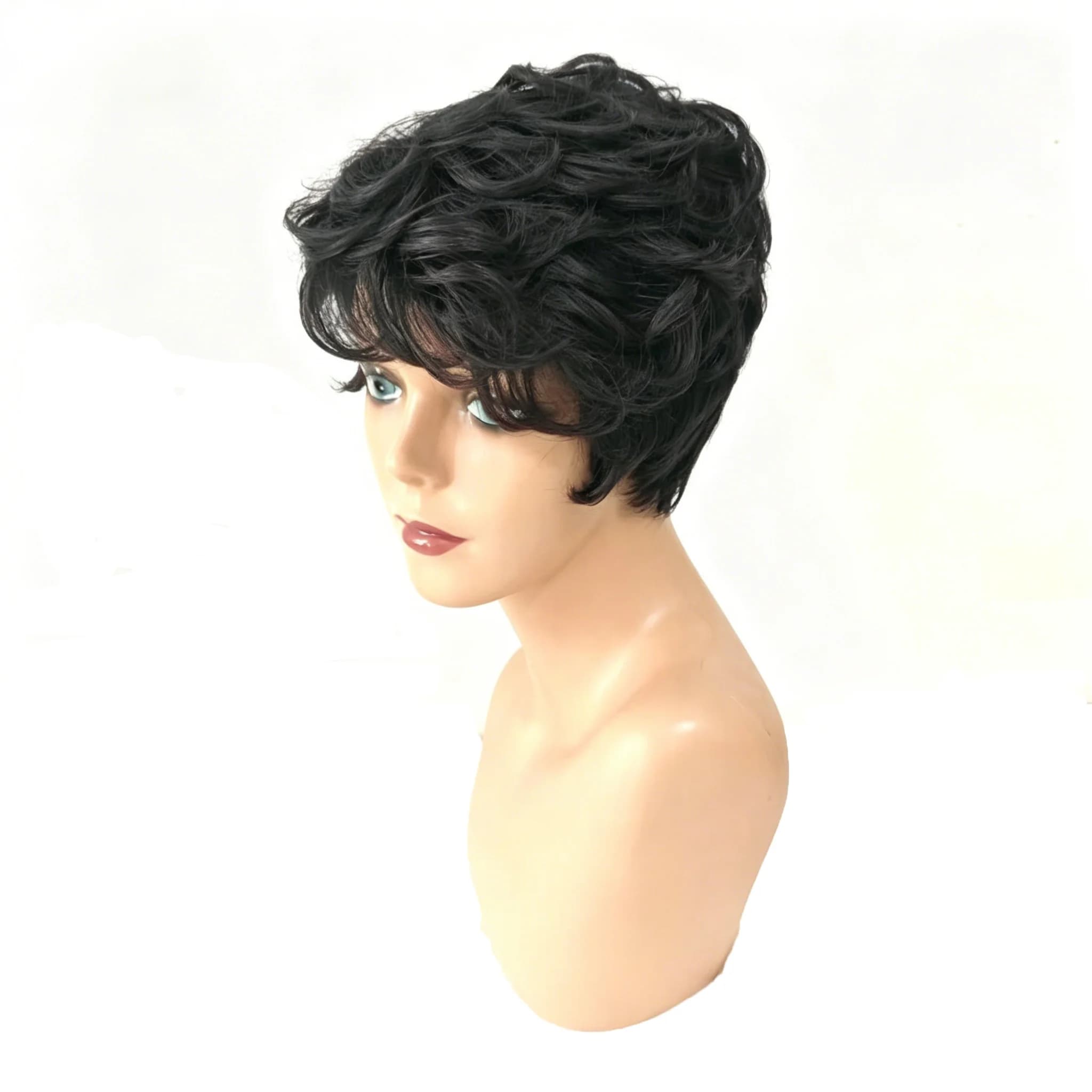 Perruques courtes en cheveux humains avec frange, perruque pixie courte en cheveux humains pour femm