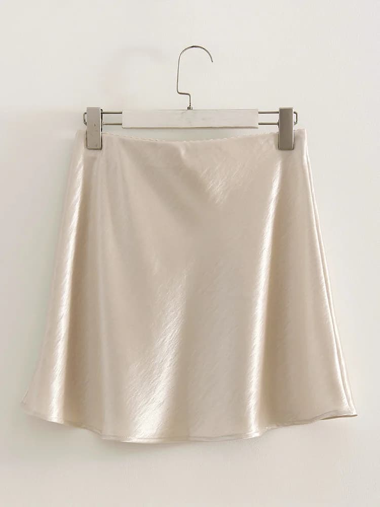 Mini-jupes en satin noir pour femmes, élégantes, coupe trapèze, taille élastique, pour le bureau, co