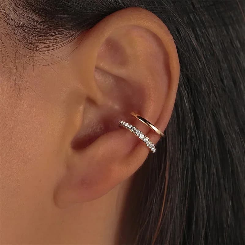 Mode exquise strass décor oreille manchette boucle d'oreille pour femme oreille 2025 été nouveauté n