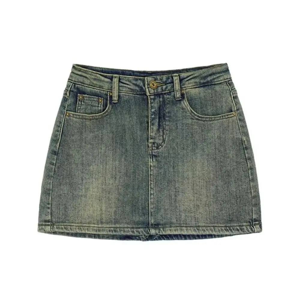 Mode taille haute Mini jupe a-ligne rétro Jean jupe coupe ajustée décontracté jupe courte femmes