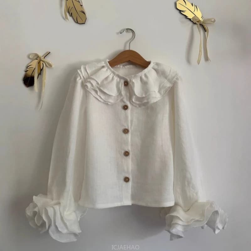 Vêtements pour adolescentes, chemisier en lin de Style français pour filles, chemise en dentelle sup
