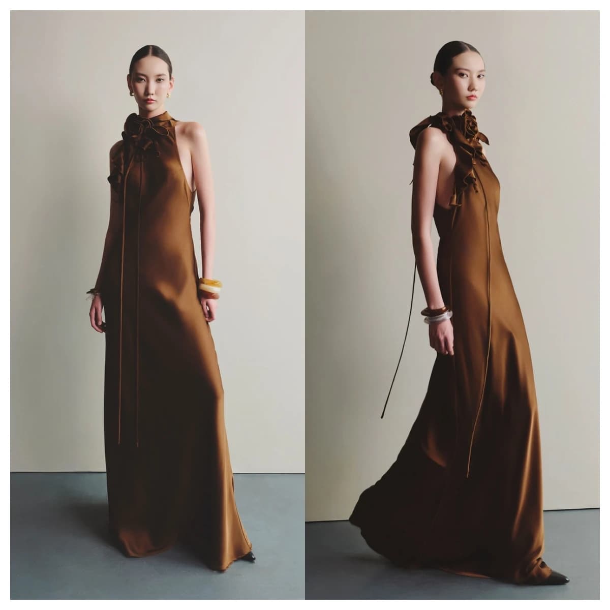 Robe de soirée en Satin Champagne, personnalisée, col haut, sans manches, pour occasions spéciales, 
