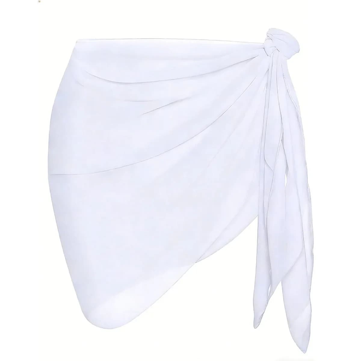 Jupe de plage d'été pour femme, couleur unie, courte, en mousseline, légère, style écharpe, pour mai