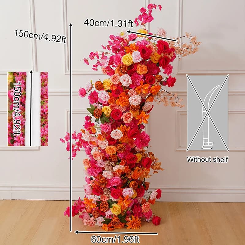 Nucleorner de fleur de pivoine rose orange, décor de toile de fond de mariage, cadre d'arc de corne,