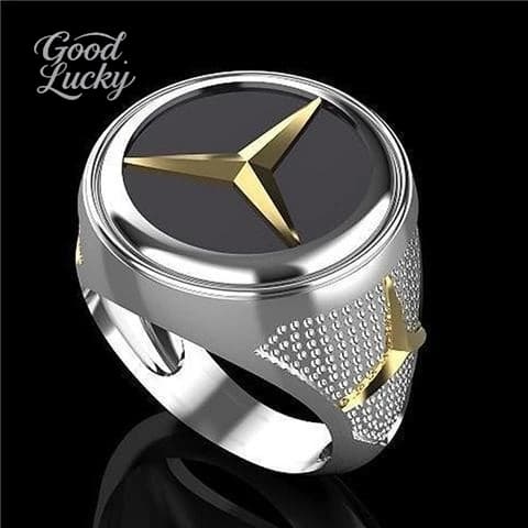 Bague pour homme avec logo Mercedes Benz, plaquée or, cadeau tendance pour homme, accessoire polyval
