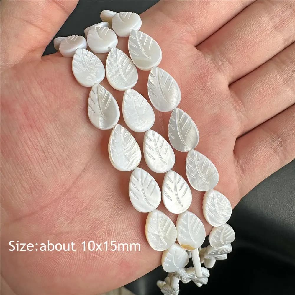 10x15mm feuille forme coquille perles feuilles nacre coquille feuille perles pour la fabrication de 