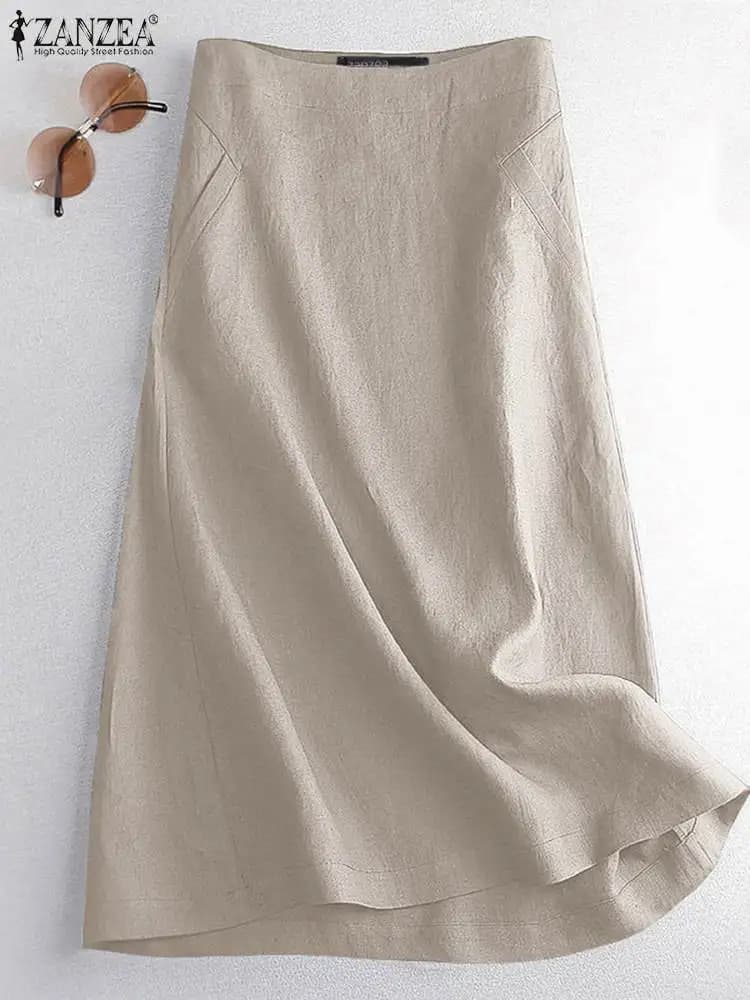 ZANZEA Vintage été élégant taille haute a-ligne jupes femmes décontracté fête travail Faldas Saia so