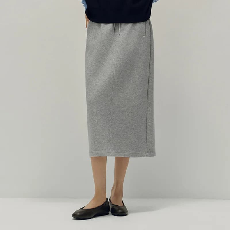 Jupe longue droite en maille pour femme Semir, taille élastique, style sport rétro, bas décontracté,