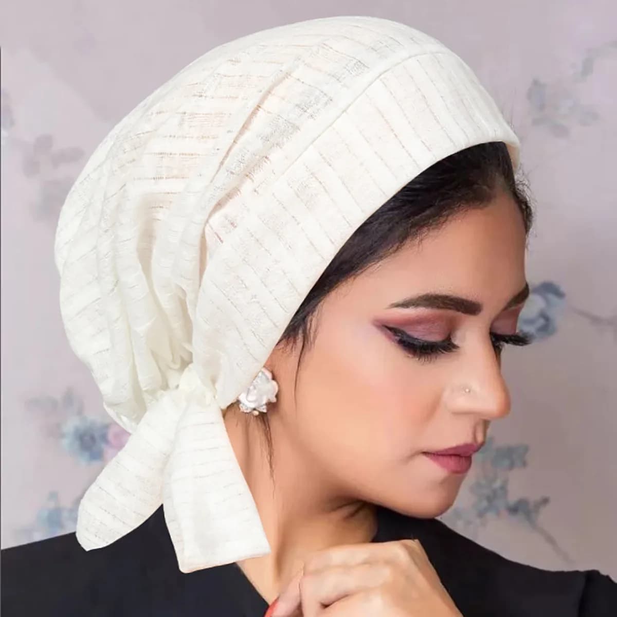 Nouveau à la mode longue queue sangle Hijab Turban chapeaux musulman couleur unie bandeau élastique 