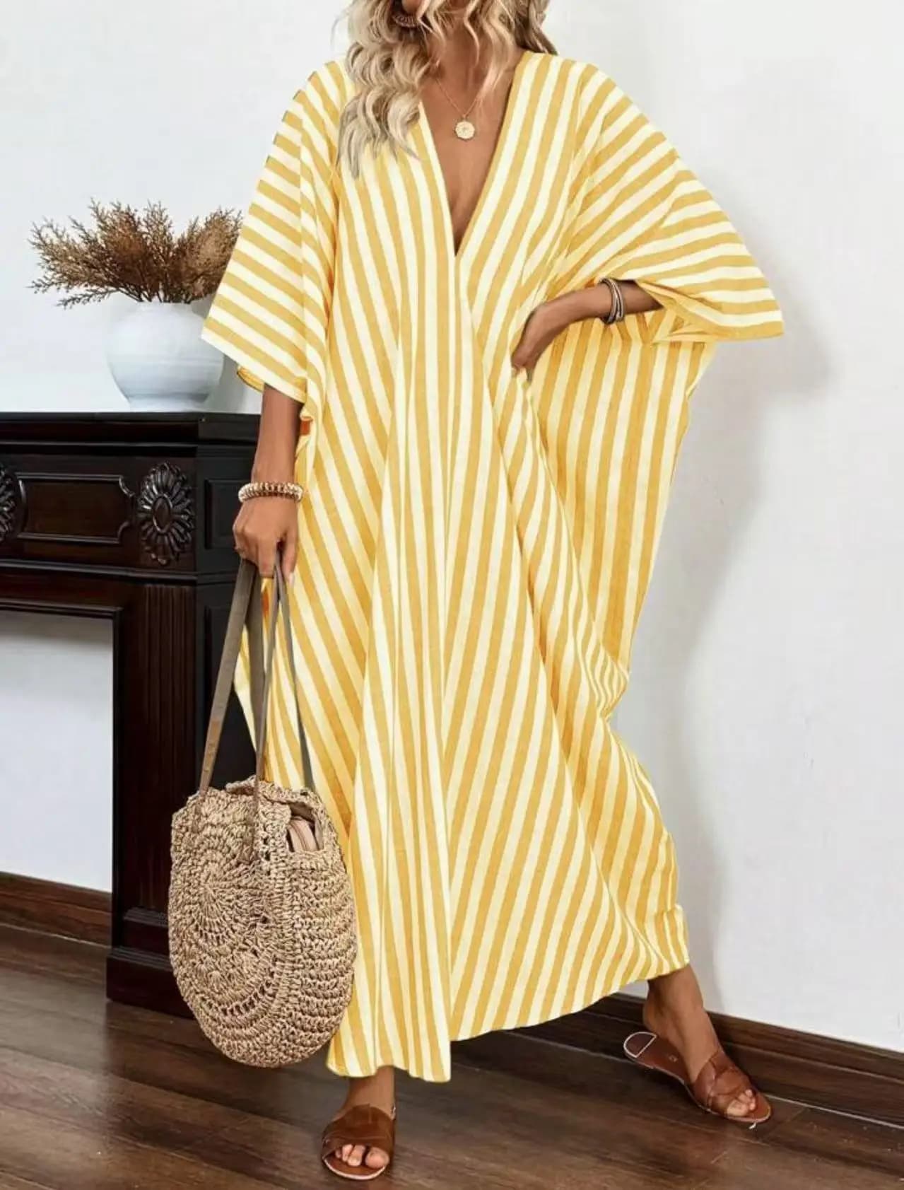 Robe longue femme rayée Y2K Streetwear col en V manches longues élégante patchwork soirée travail dé
