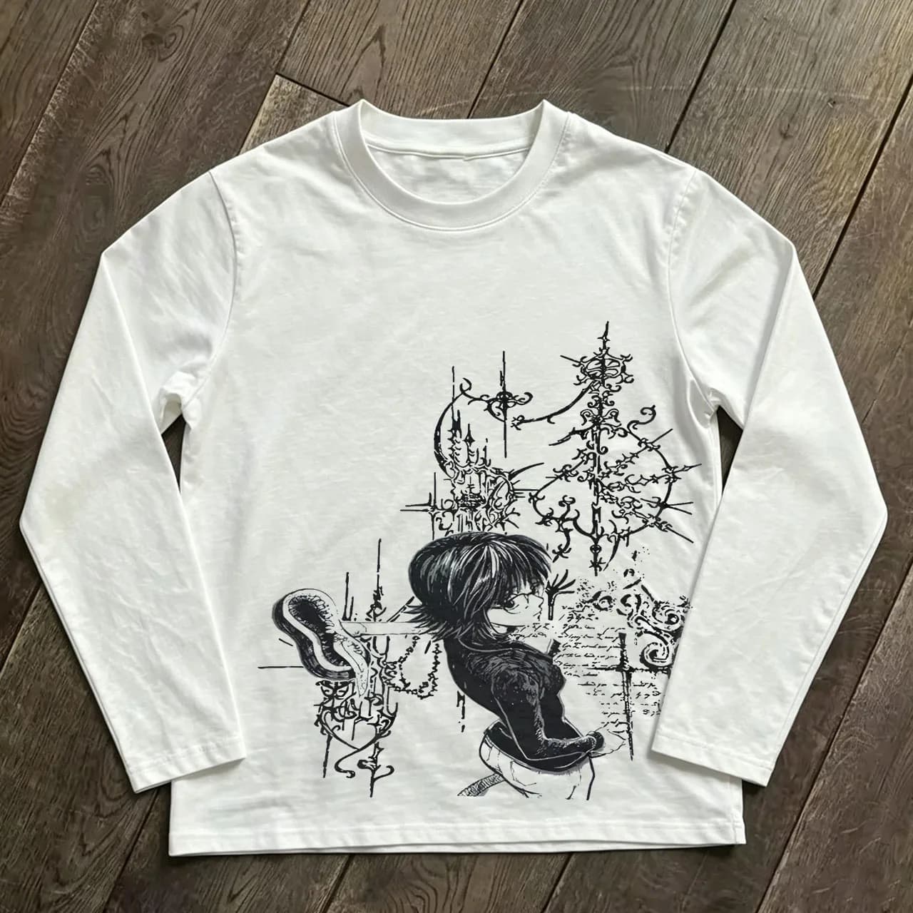 T-shirt décontracté pour femme, manches longues, style esthétique Street Gothic Harajuku Y2K, rétro 
