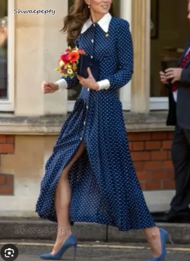 Kate – robe de bal élégante, taille basse, longueur cheville, à pois, robes de vacances, manches lon