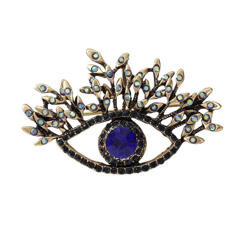Broche créative Œil Turc, design œil à cils longs, épinglette de mode unisexe pour vêtements, sacs, 