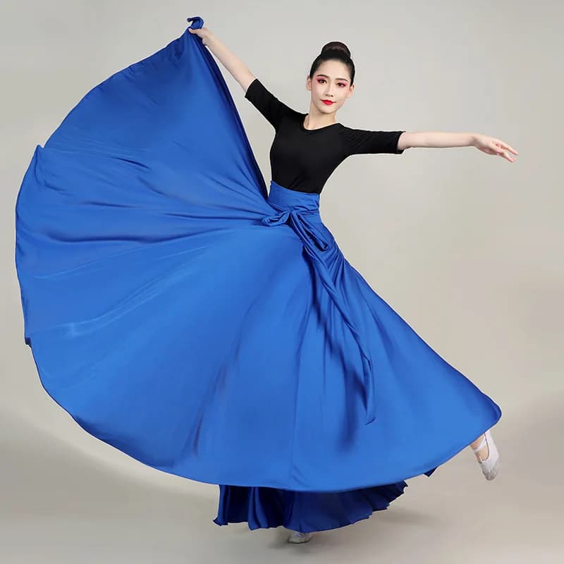 Jupe Flamenco pour femmes, jupe de danse espagnole, robe longue de danse du ventre, grande jupe pivo