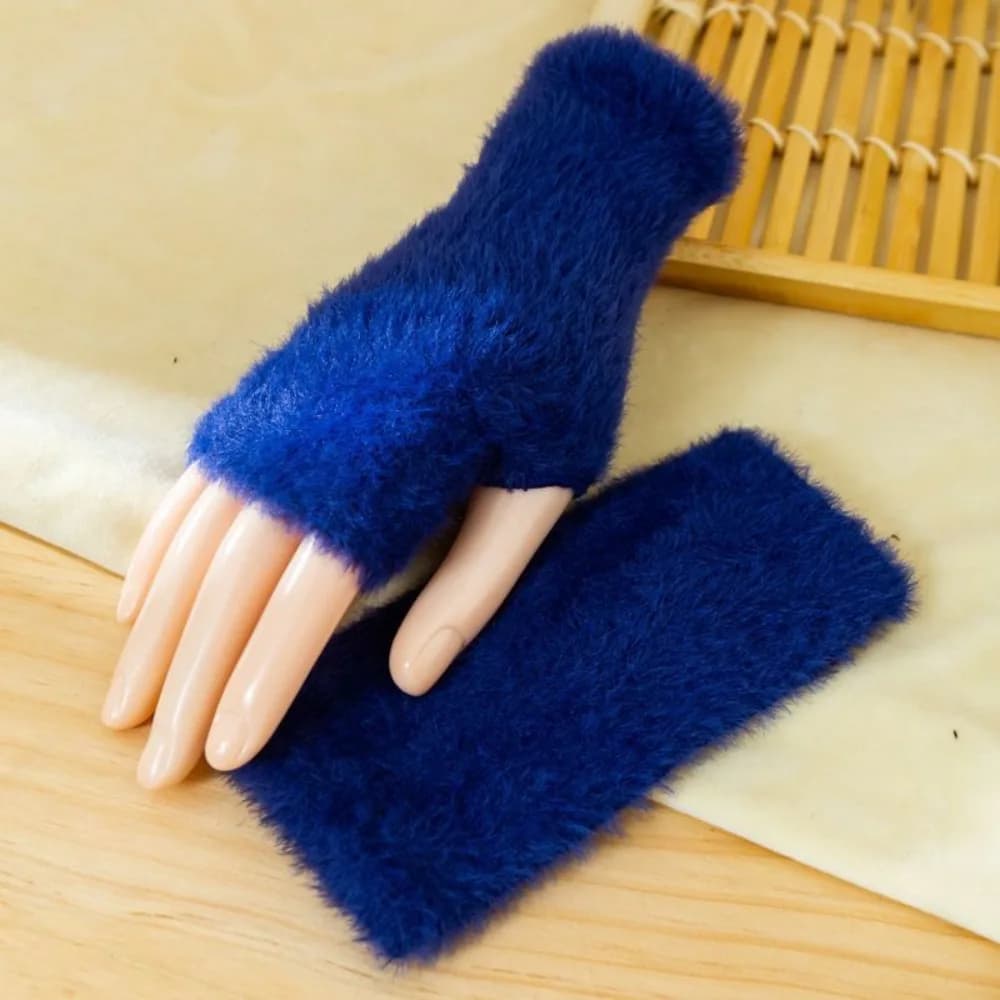Gants chauds en cachemire de vison pour femmes, mitaines en laine de raton laveur sans doigts, longu