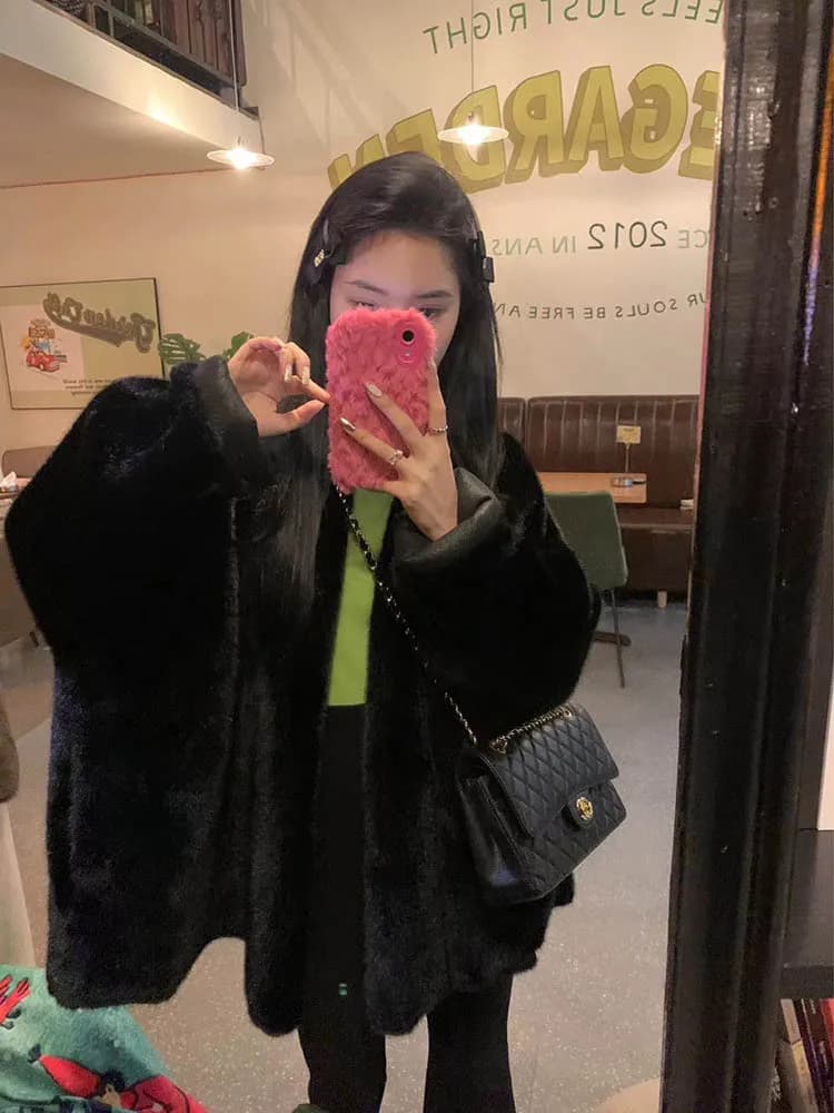 Manteaux Maxi en fausse fourrure pour femmes, mi-long, élégant, épissure, épais, chaud, manches long