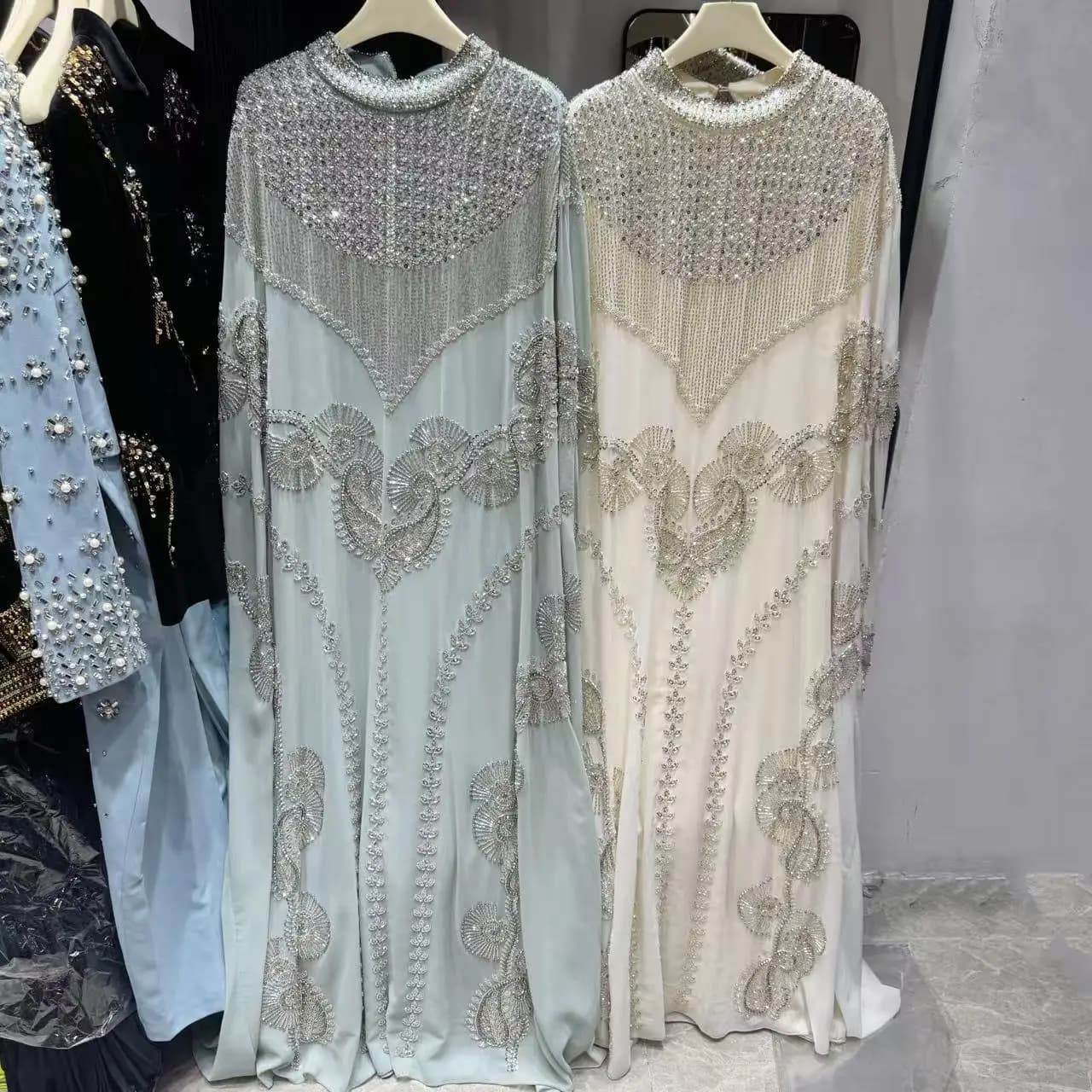 Robe de soirée longue élégante avec voile orné de diamants, nouvelle collection 2026, robe de bal en