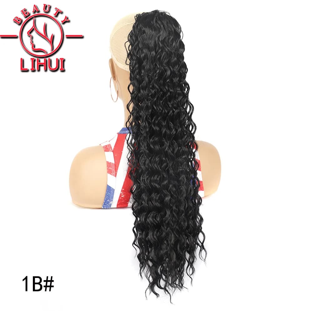 LIHUI-Extension de Queue de Cheval Bouclée Synthétique pour Femme, Postiche Kinky Curly, Wstring de 