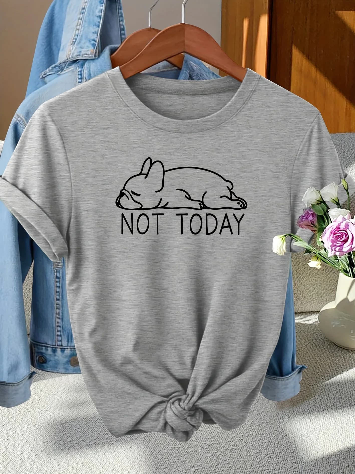 Bouledogue français imprimé T-shirt femme Harajuku manches courtes décontracté femmes T-shirt vêteme