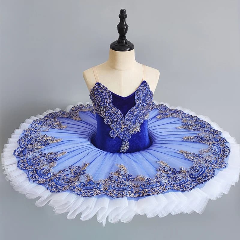 Jupe de ballet professionnelle bleue pour enfant, jupe de ballet plate pour cosplay, costume de scèn