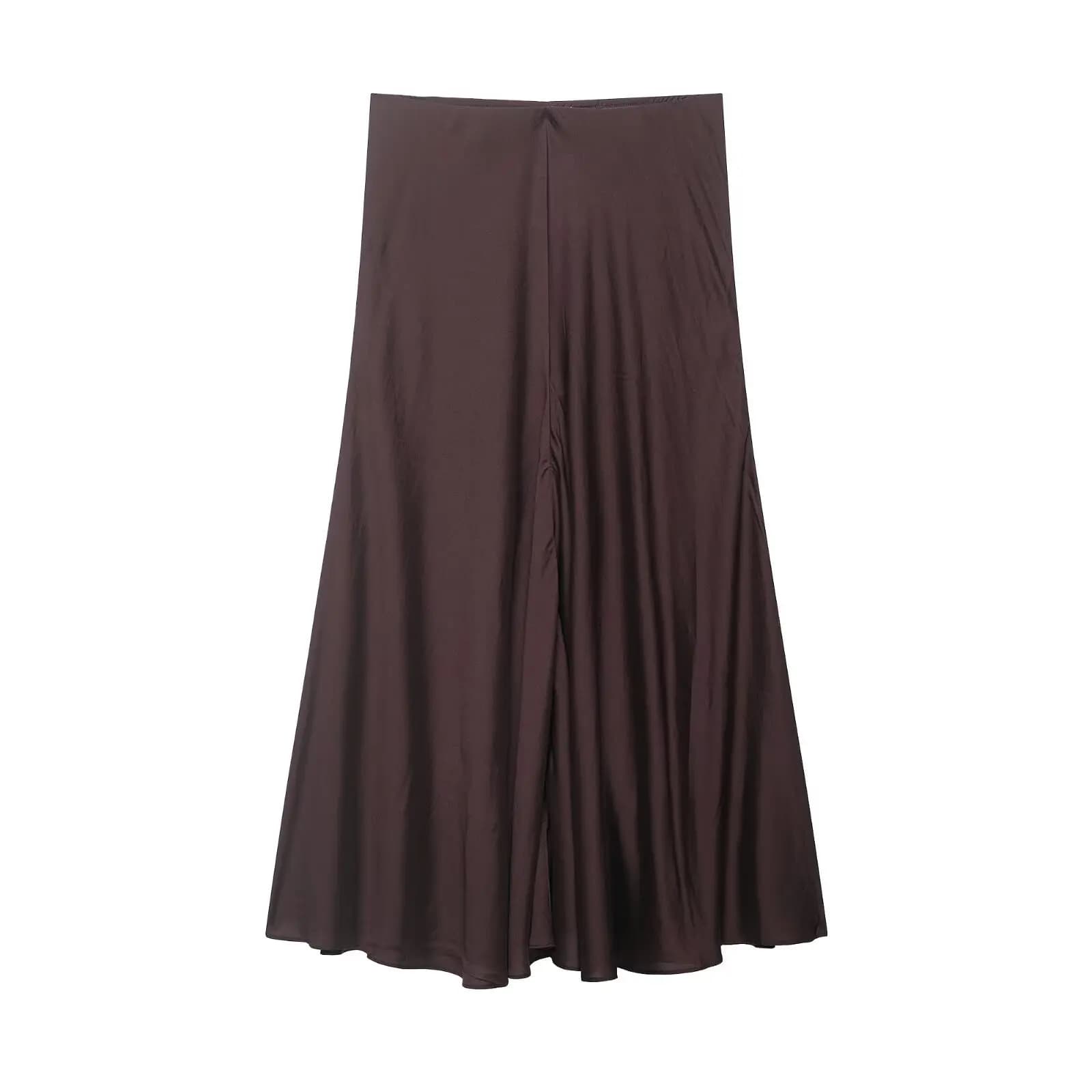 Jupe longue élégante en satin taille haute pour femme, style A-line, nouvelle collection été, style 