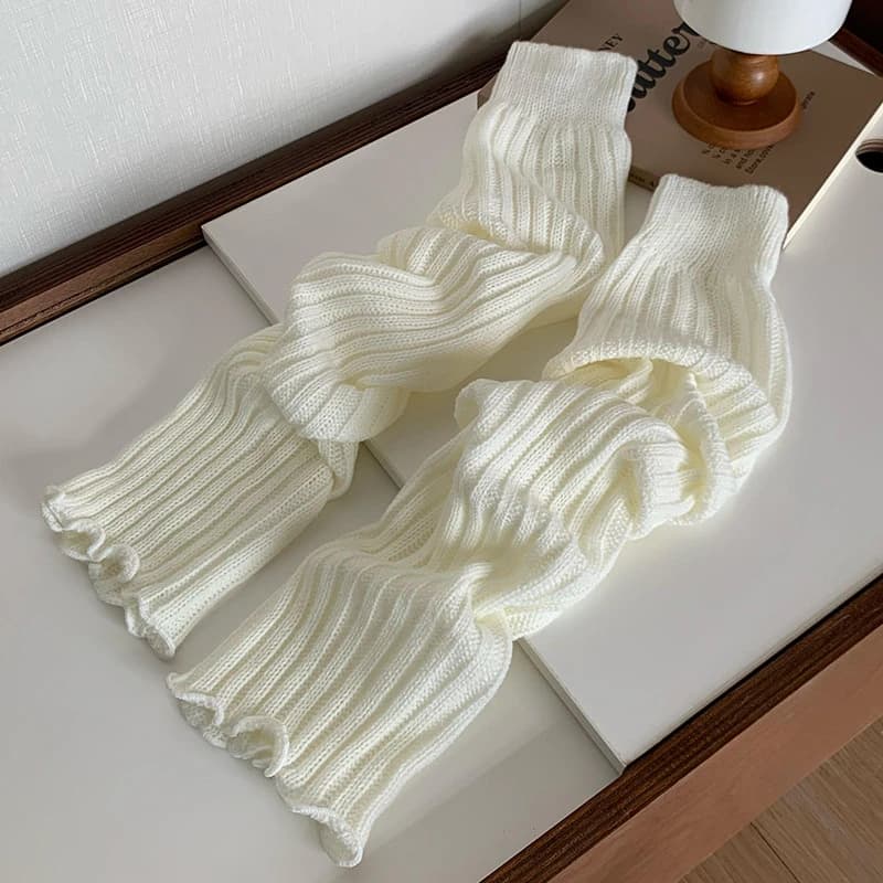 Guêtres Lolita japonaises de 57 cm pour femme, chauffe-chevilles d'hiver, chaussettes longues gothiq