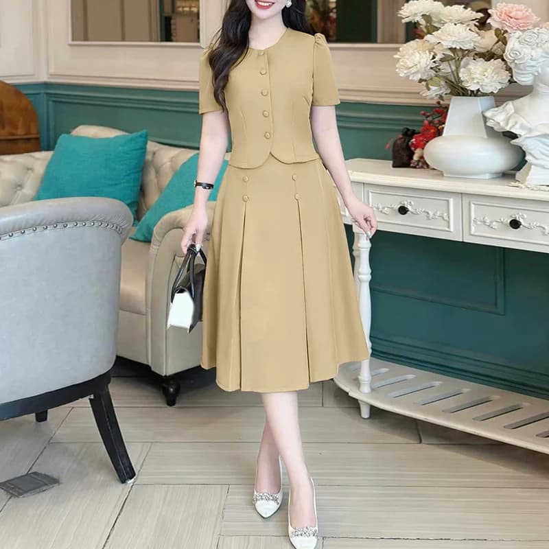 Jupes plissées ensembles femmes chemises à manches courtes avec jupes tenues de mode 2025 ZANZEA déc