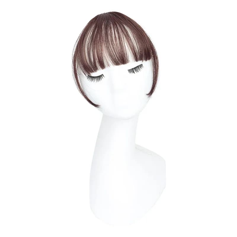 Extensions de cheveux invisibles Air Bangs : Postiche synthétique à franges frontales - Noir et marr