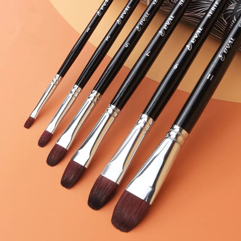Ensemble de pinceaux en Nylon synthétique en forme de noisette, 6 pièces, pour peinture à l'huile ac