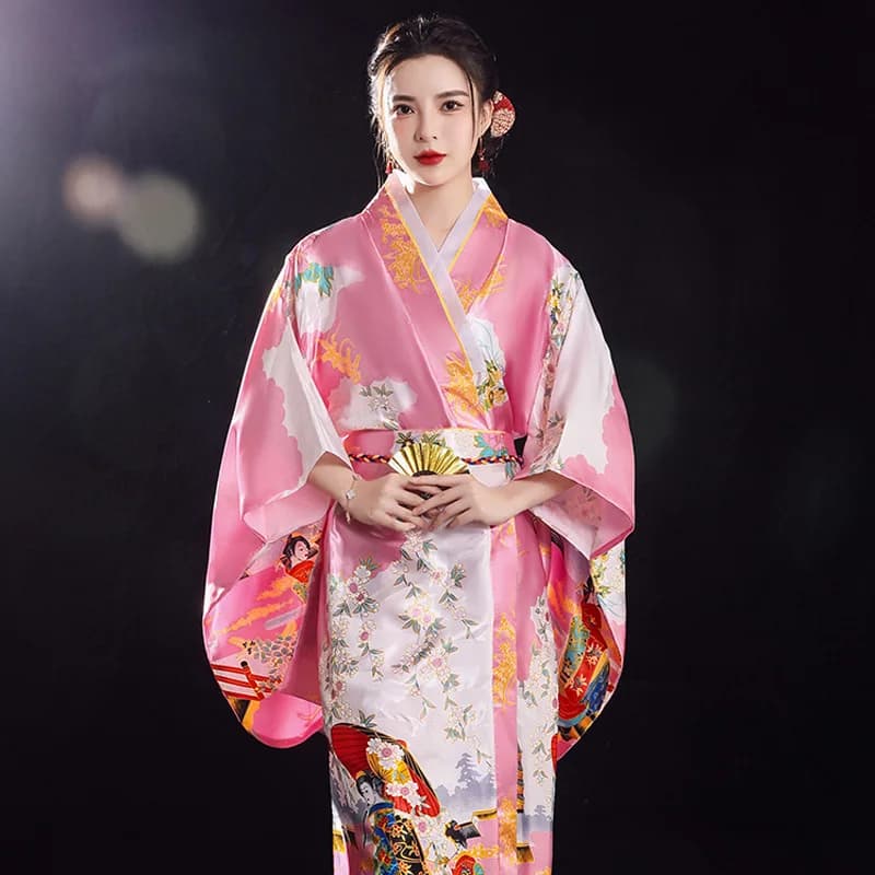 Robe Kimono Japonaise Traditionnelle pour Femme, Tenue Vintage, Geisha Imprimée, à la Mode, Costume 