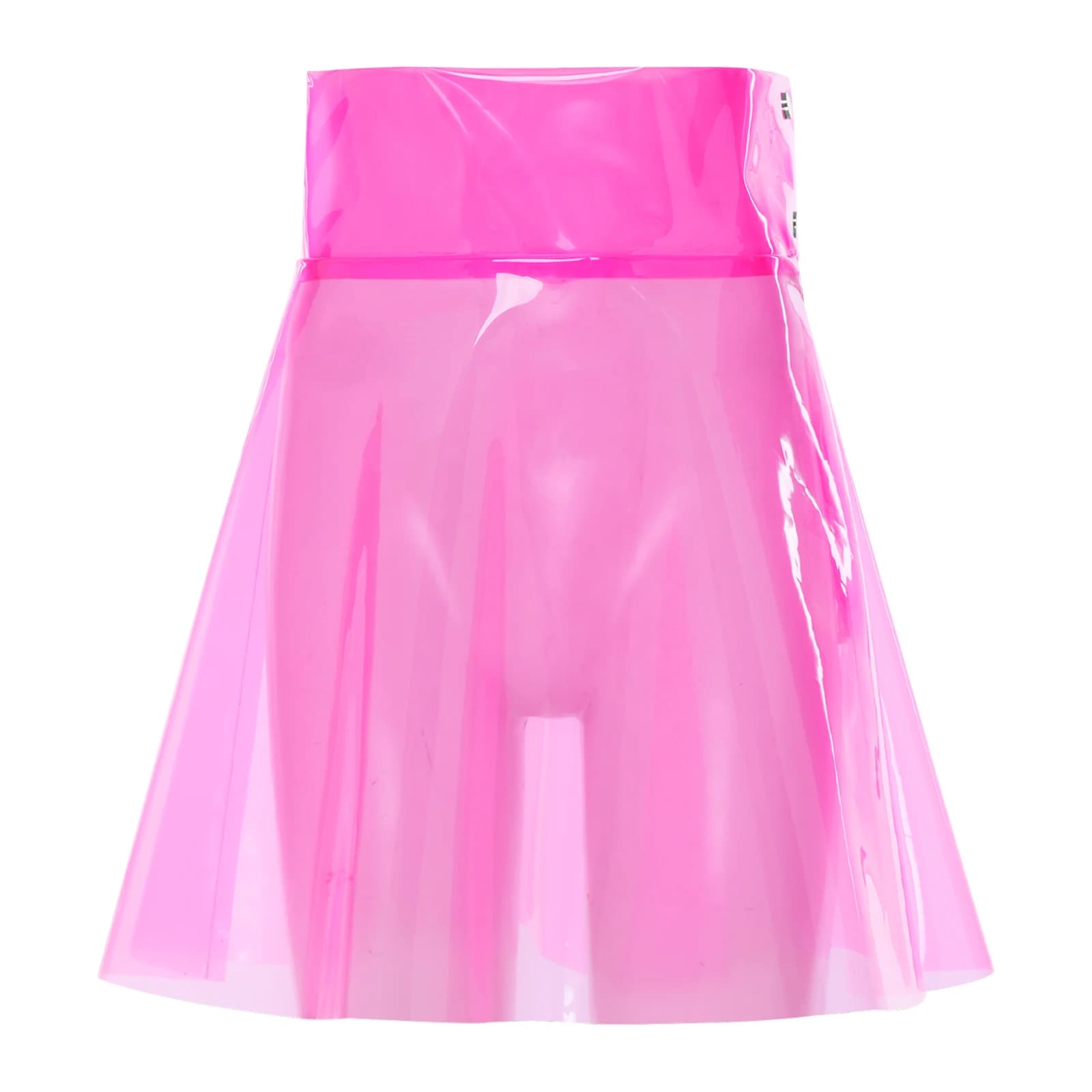 Jupe mini transparente en PVC pour femme, taille haute, plissée, coupe trapèze, jupe de plage, tenue