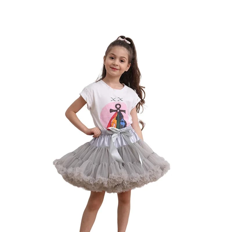 Bébé fille jupe moelleux Ballet solide princesse enfants Tutu jupe mariage fête d'anniversaire dente