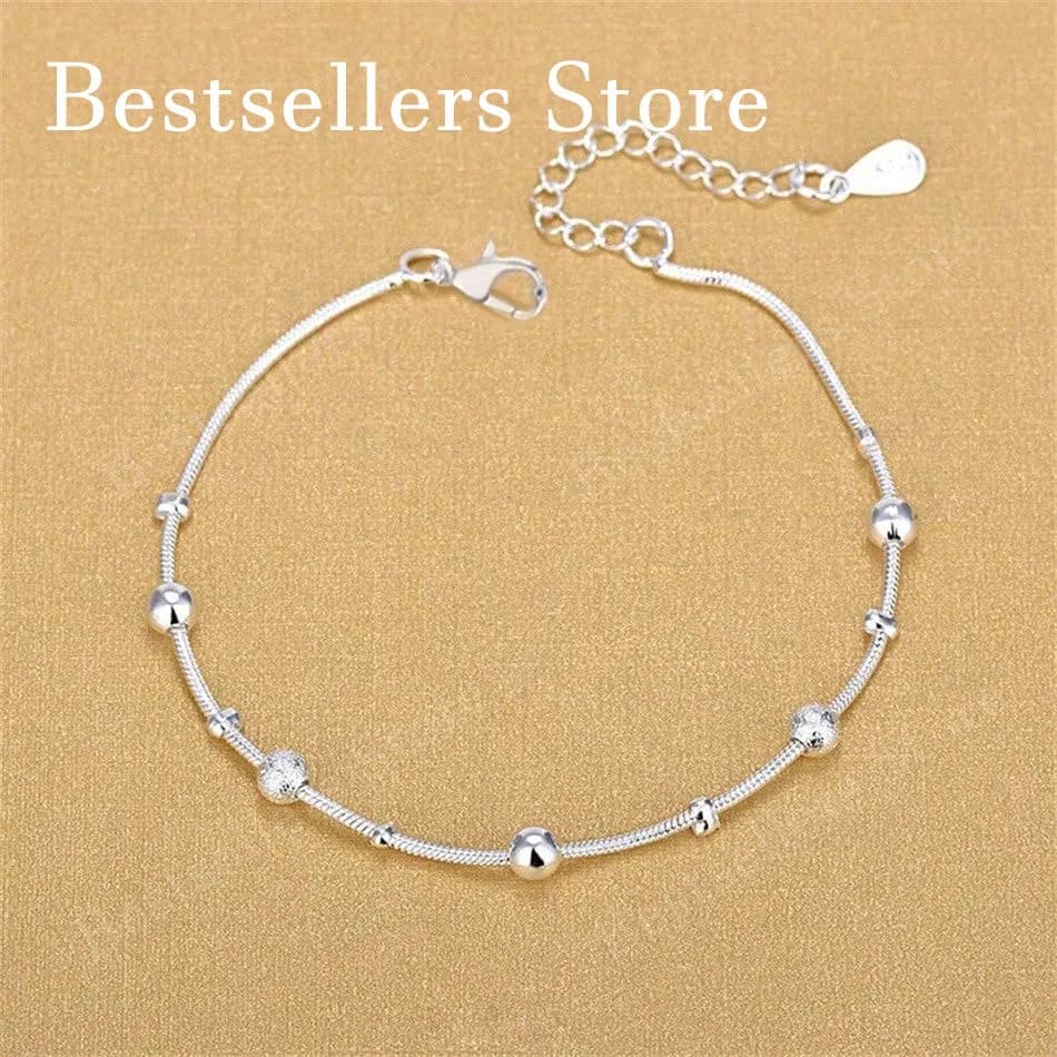 1pc Bracelet de perles en argent sterling 925 de 8 pouces. Convient aux femmes, comme charme, bijoux