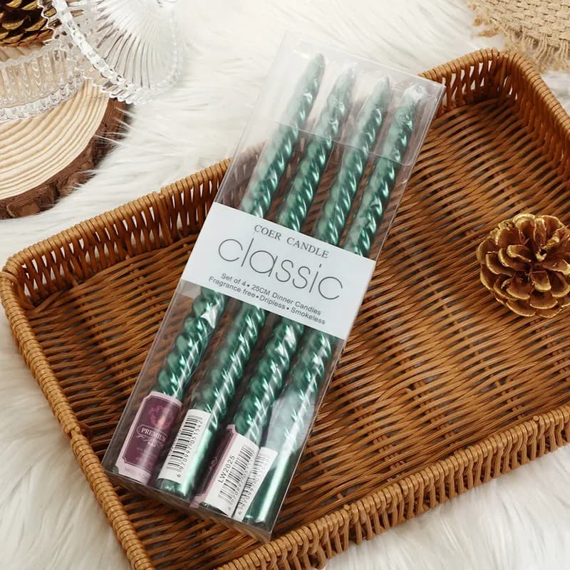 Bougies coniques à fil coloré, bougies longues romantiques pour mariage, anniversaire, décoration de