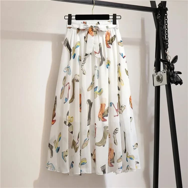 Jupe longue en mousseline florale pour femme 2026, nouvelle mode printemps-été, jupe bohème longue t