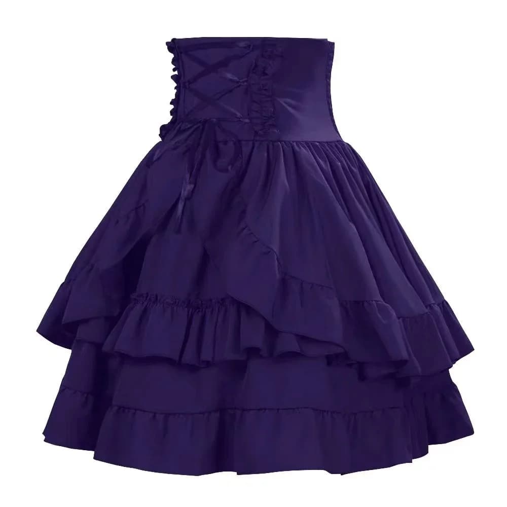 Nouvelle jupe vintage Y2K gothique rétro Lolita pour femme, jupe médiévale à volants, costume de cos