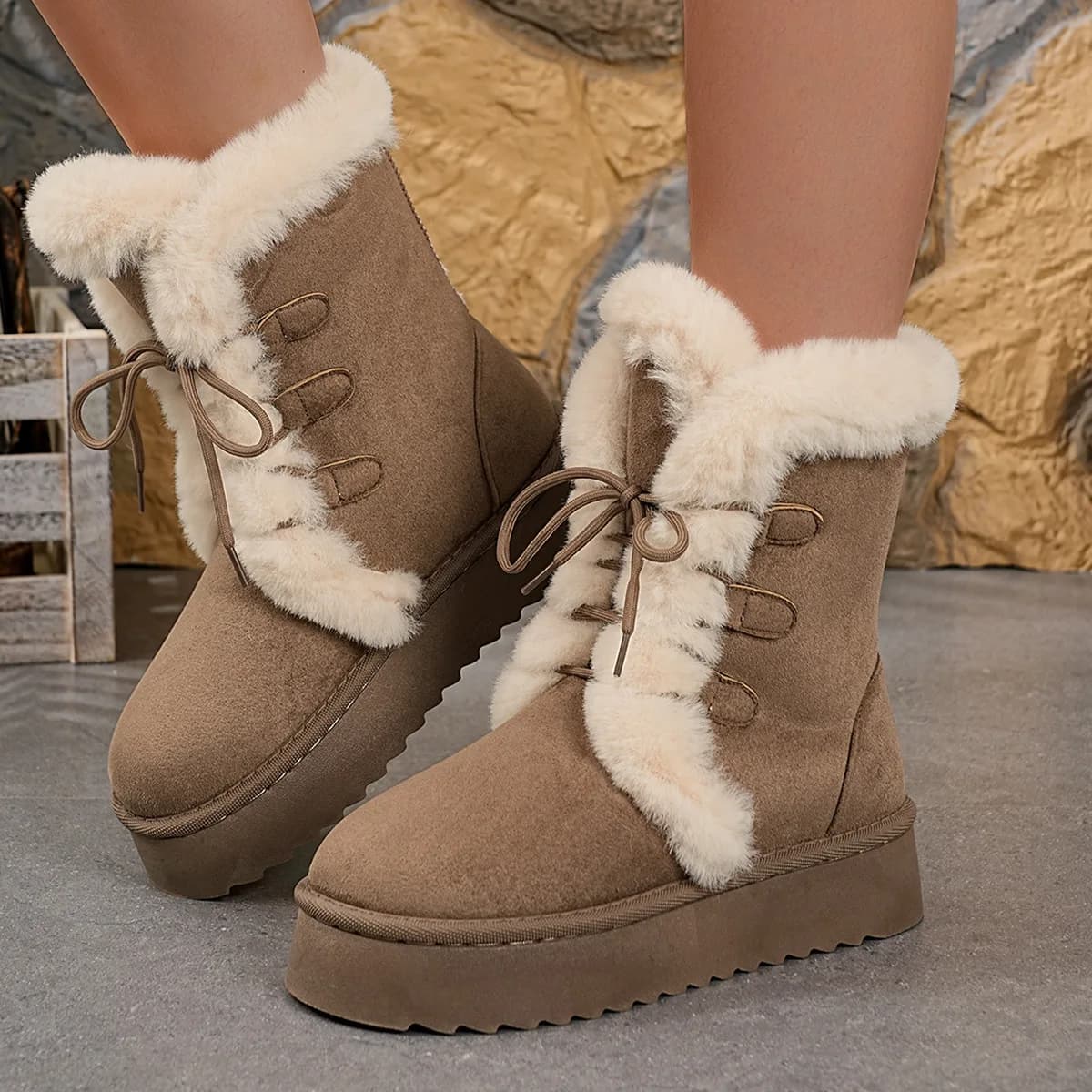 Bottes de neige d'hiver pour femmes 2025 – Nouveau style fourrées épaisses mi-mollet en coton antidé